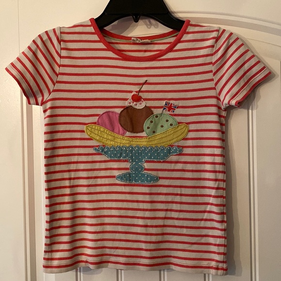 T-shirt Manches Longues Mini Boden Fille - Best Day Ever/Rayé Blanc Et Bleu Marine
